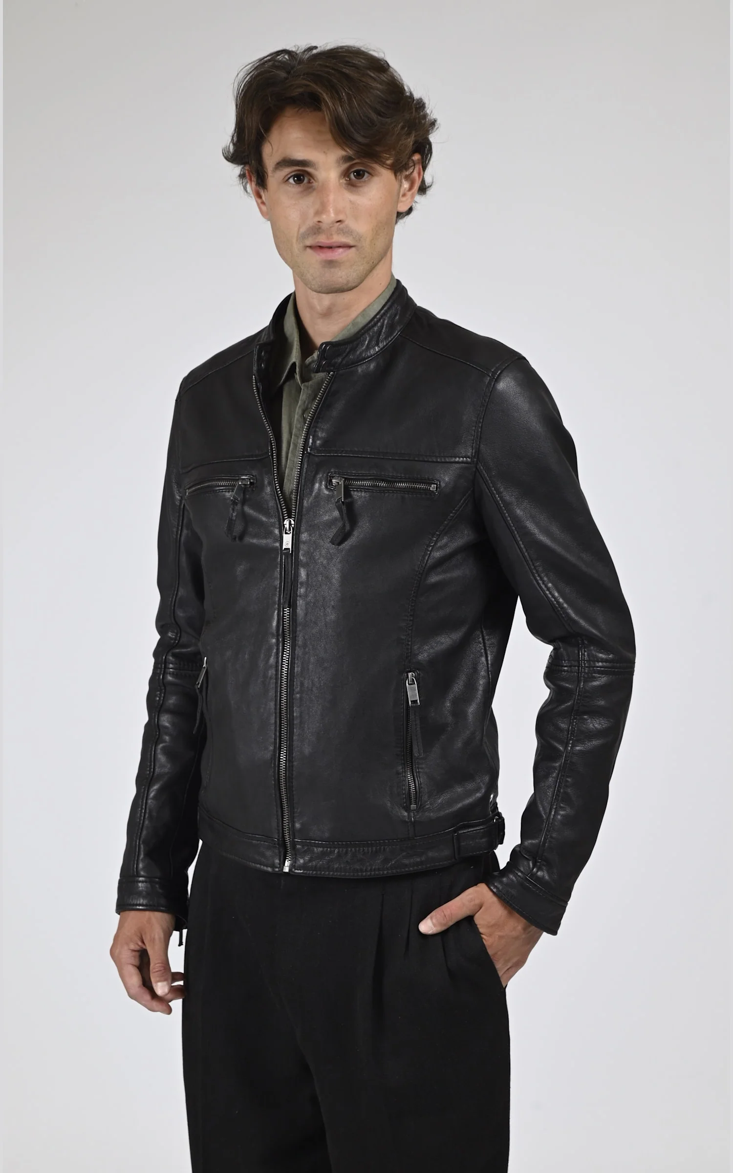 Blouson Mumbai cuir noir