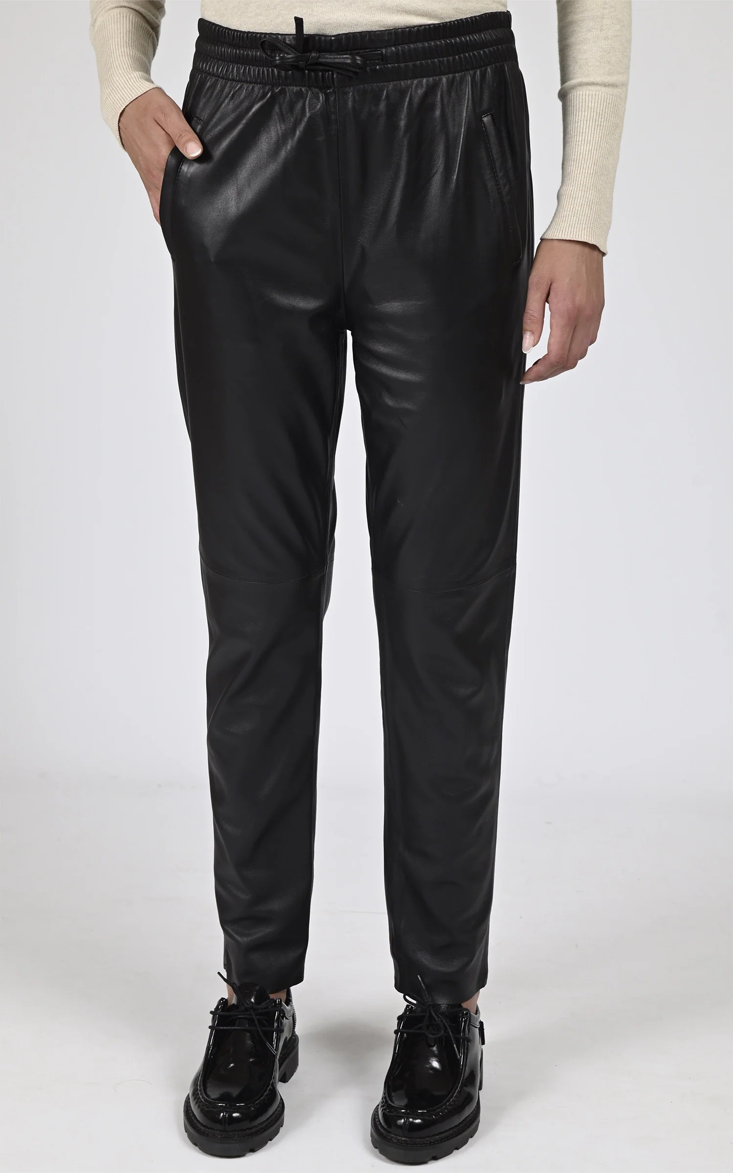 Pantalon jogpant Gift cuir noir