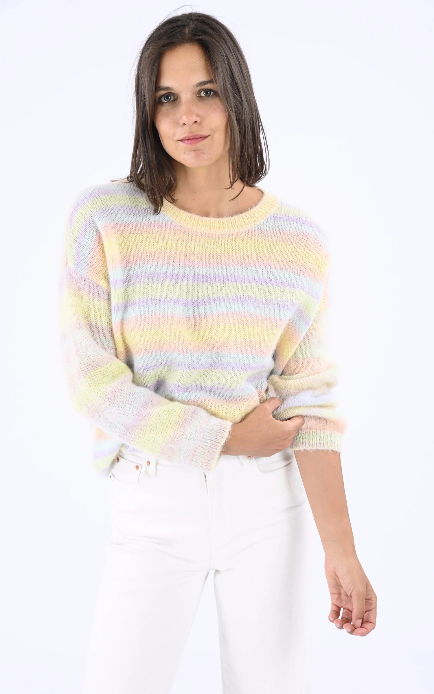 Pull coton et laine jaune