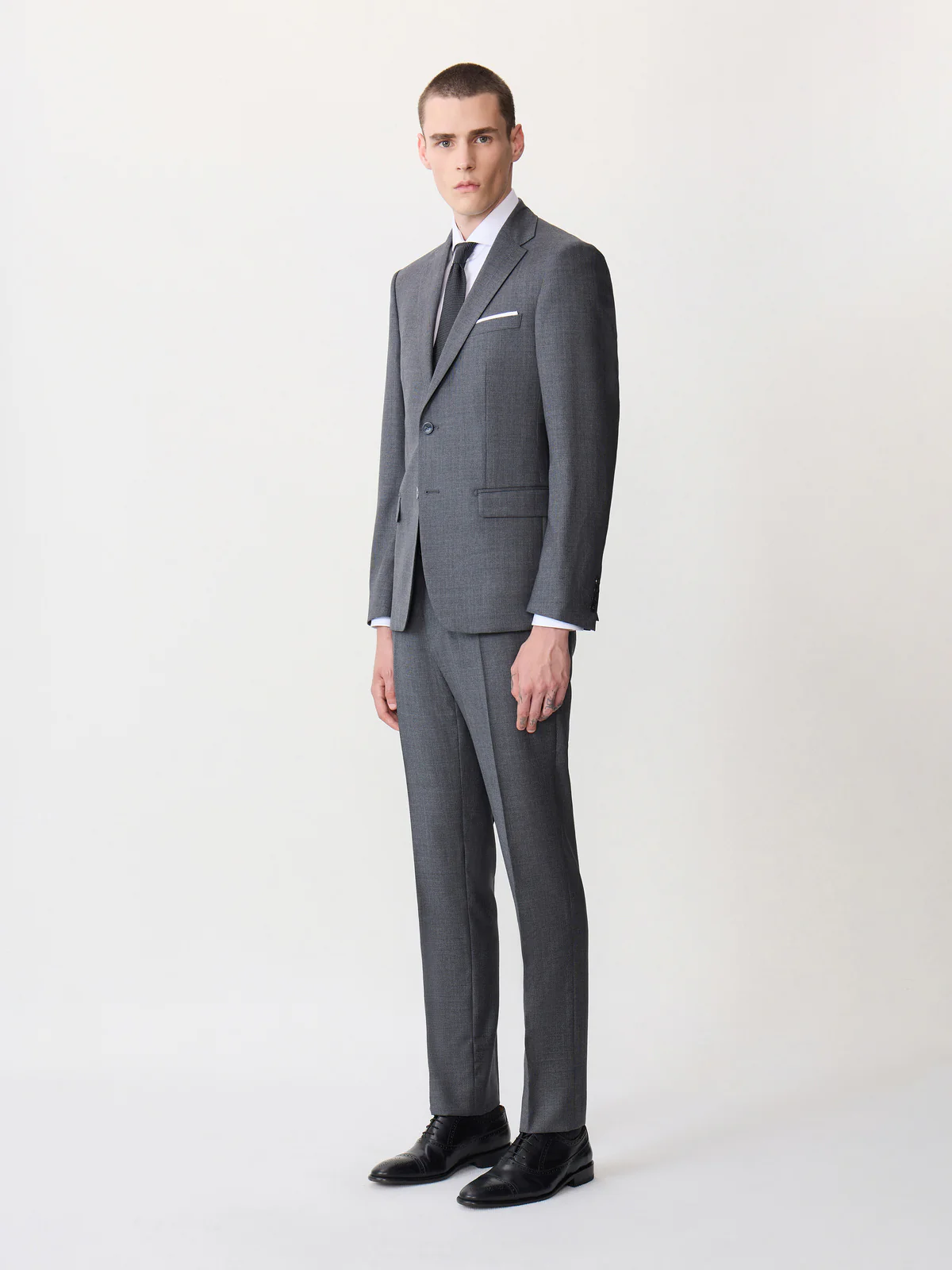 Costume 2 pièces regular en laine Vitale Barberis Canonico grise Prince de Galles