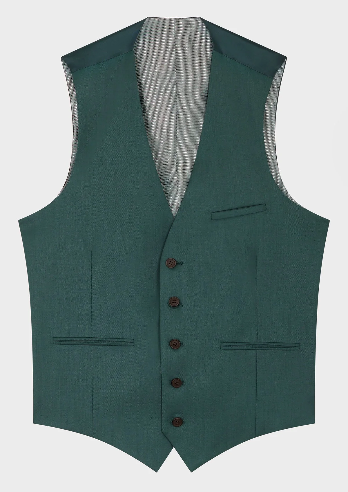 Gilet de costume en laine unie vert bouteille – Image 4