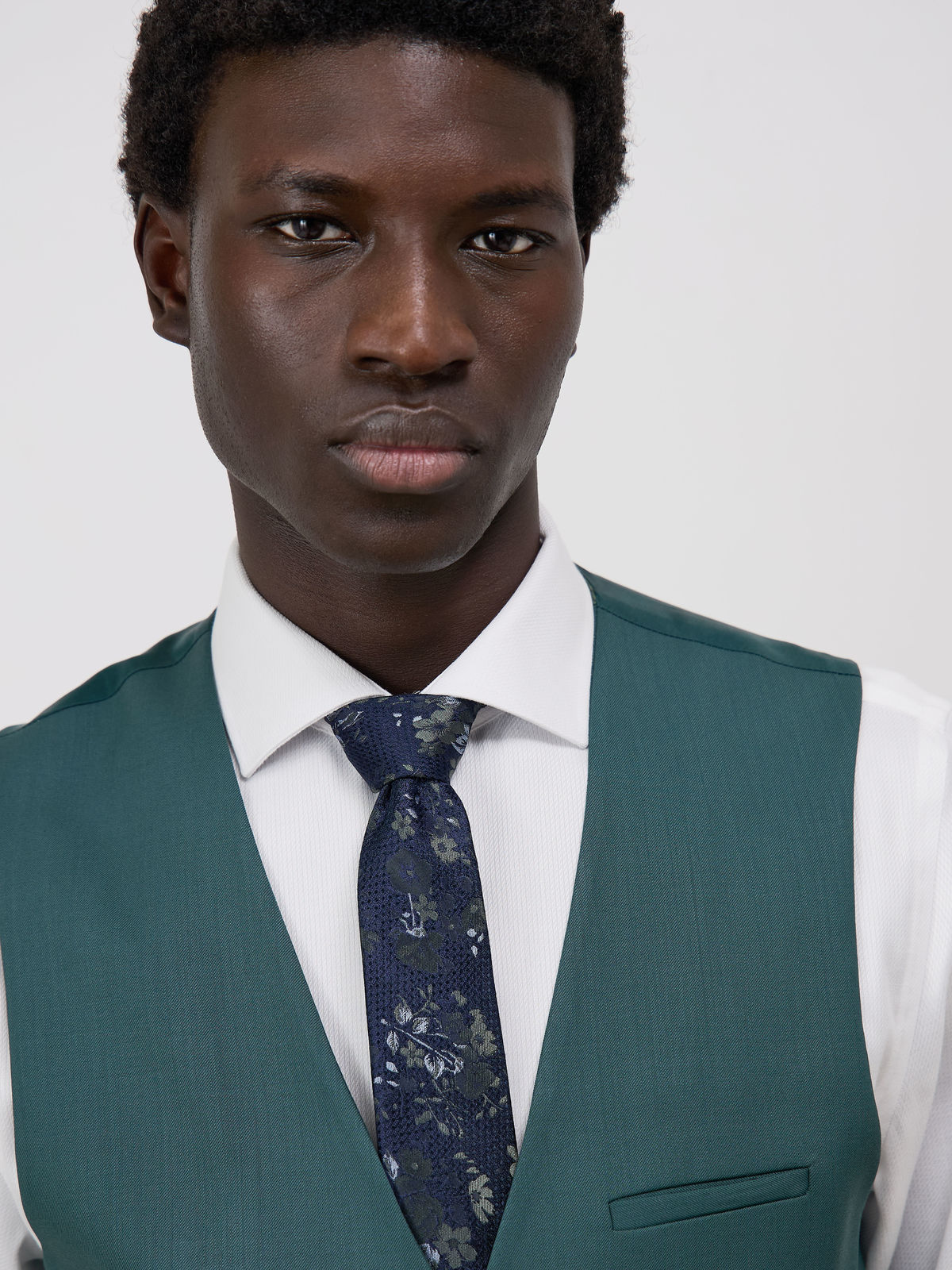 Gilet de costume en laine unie vert bouteille – Image 3