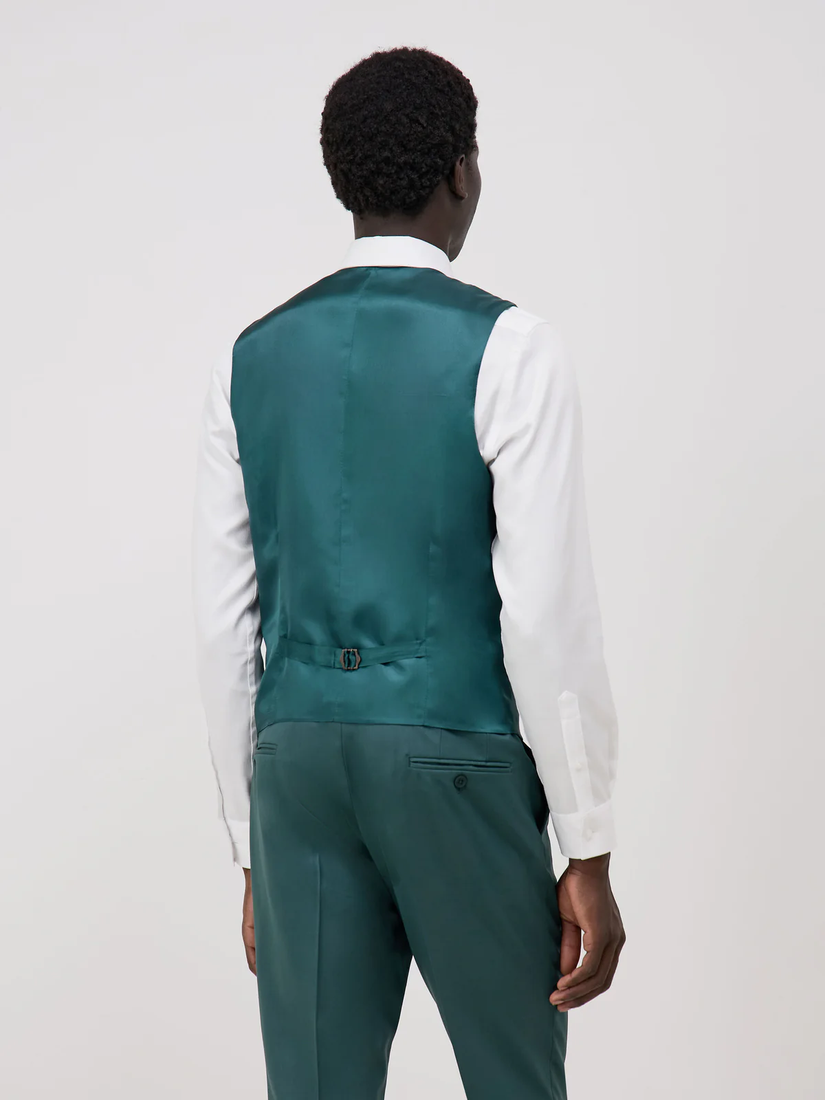 Gilet de costume en laine unie vert bouteille – Image 2